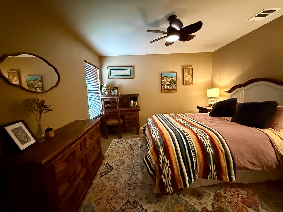Renter's private bedroom showing desk & chair