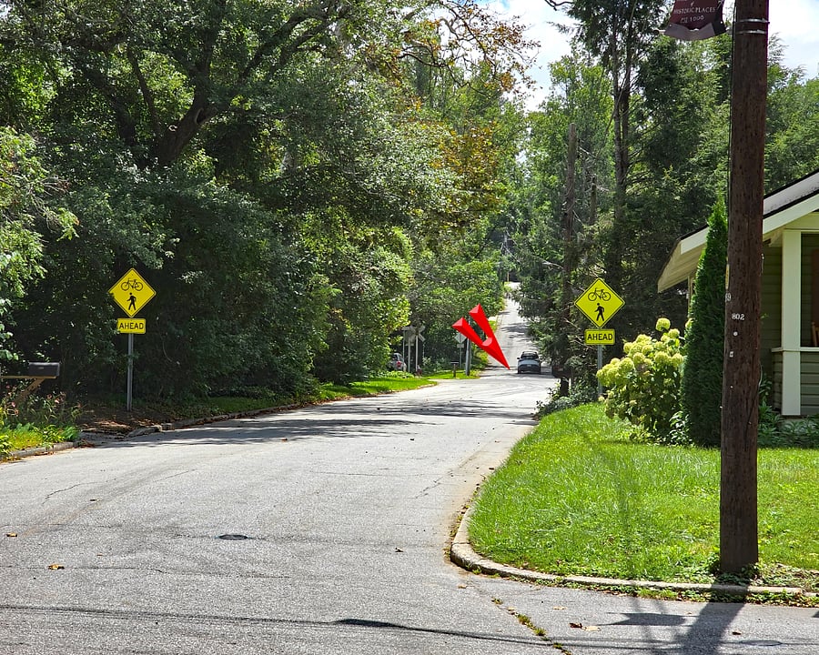 Distance to Ecusta Trail from front corner of property