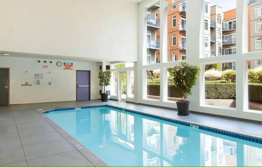 Relax or exercise in the heated pool