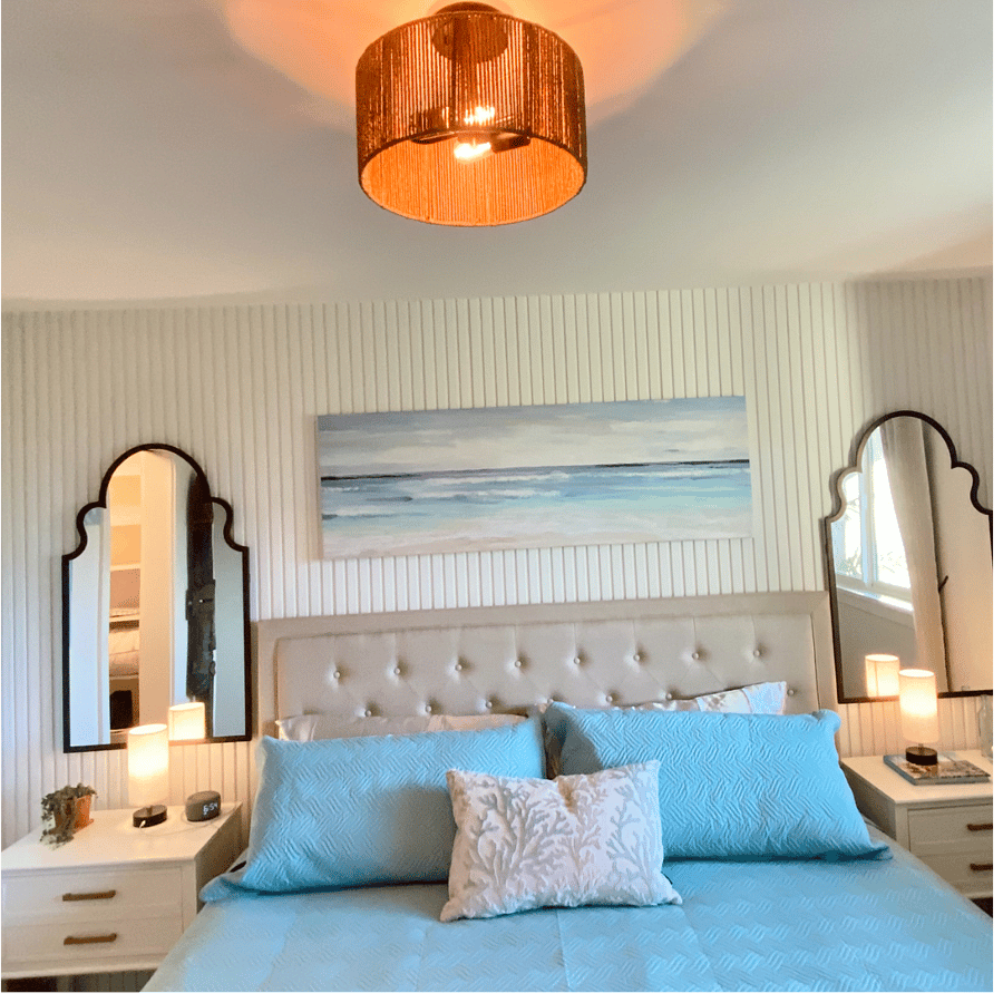 king size bed with new linens and pillows, more expansive mountain views, black out drapes and walk in closet