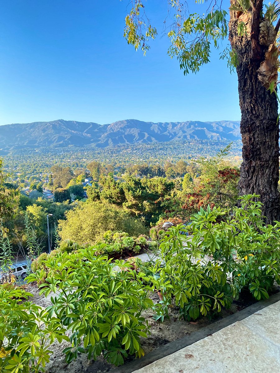 Santa Barbara city and coastal range views from the spacious patio