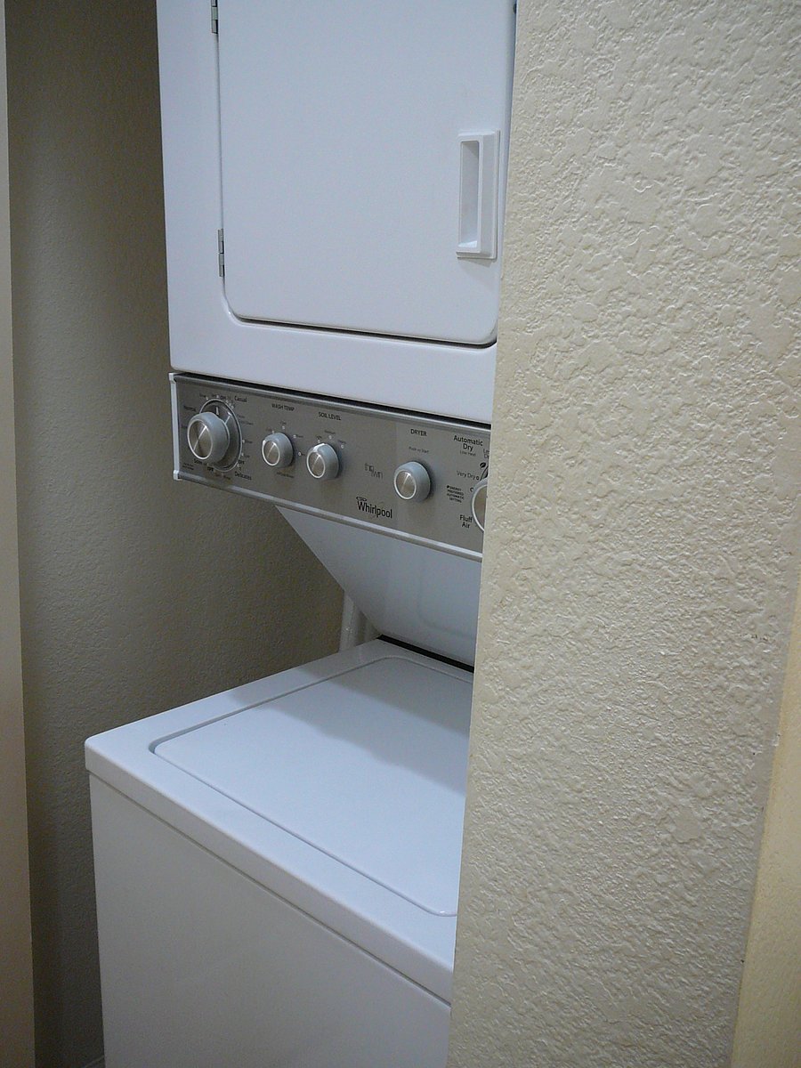 Washer and dryer in unit.