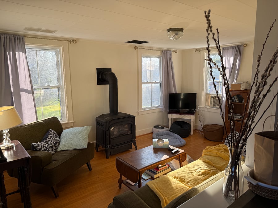 Private light filled living room