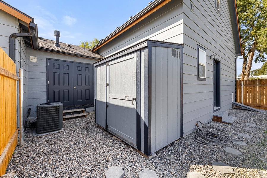 Shed for additional storage.