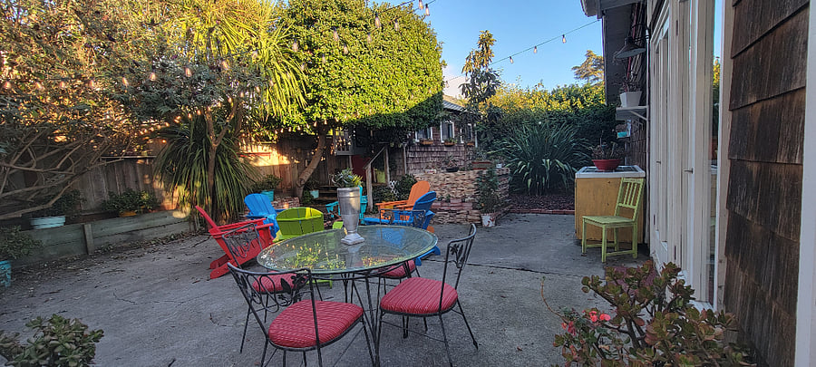 The back courtyard is your own private, outdoor lounge
