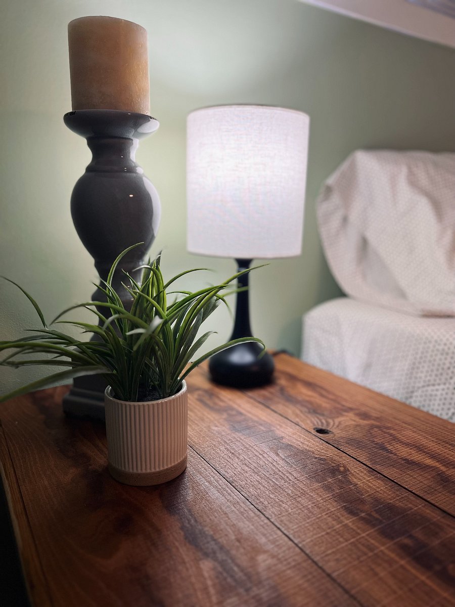Custom-made side tables with storage shelf