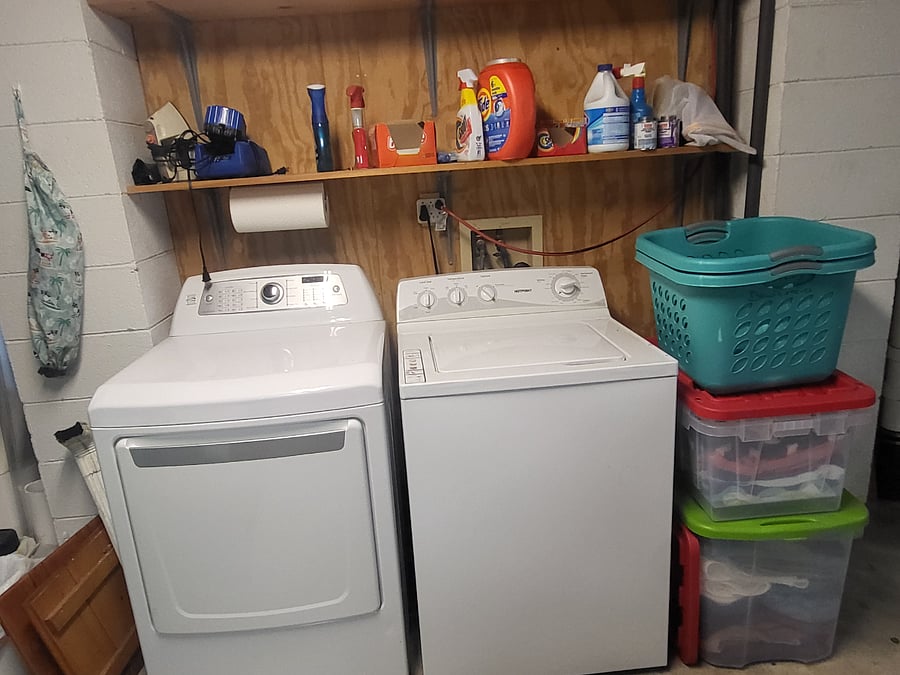 Washer/Dryer available downstairs.  There is also some limited storage area available.