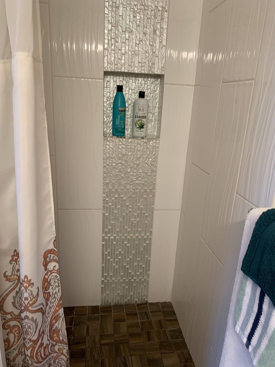 Walk in shower.