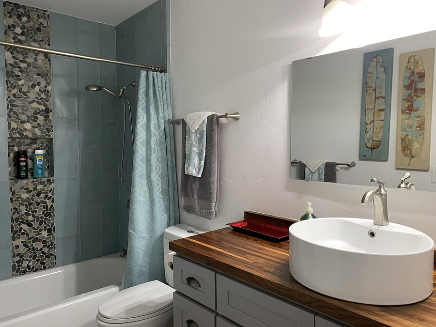Bathroom with tub.