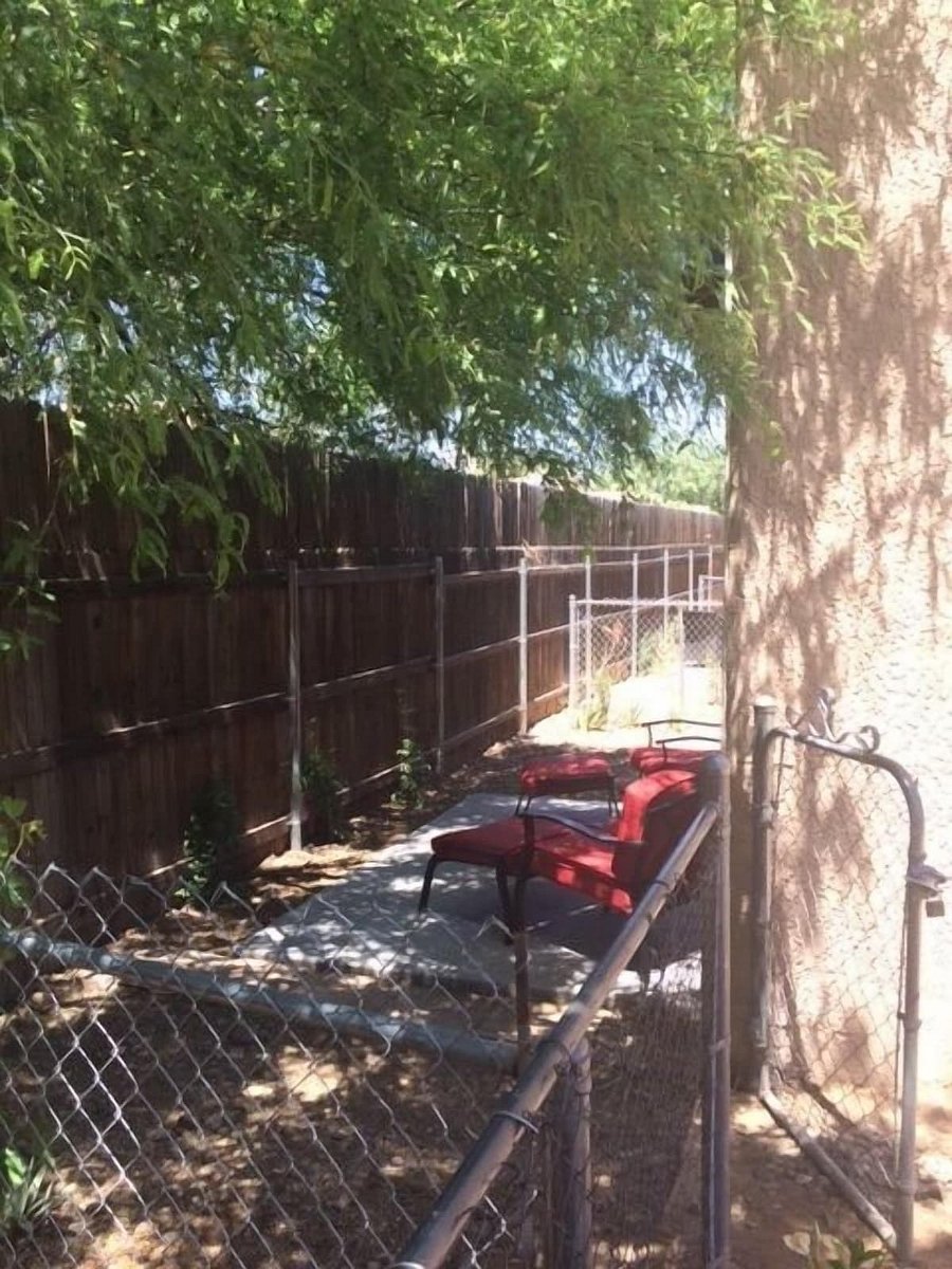 Fenced in backyard.