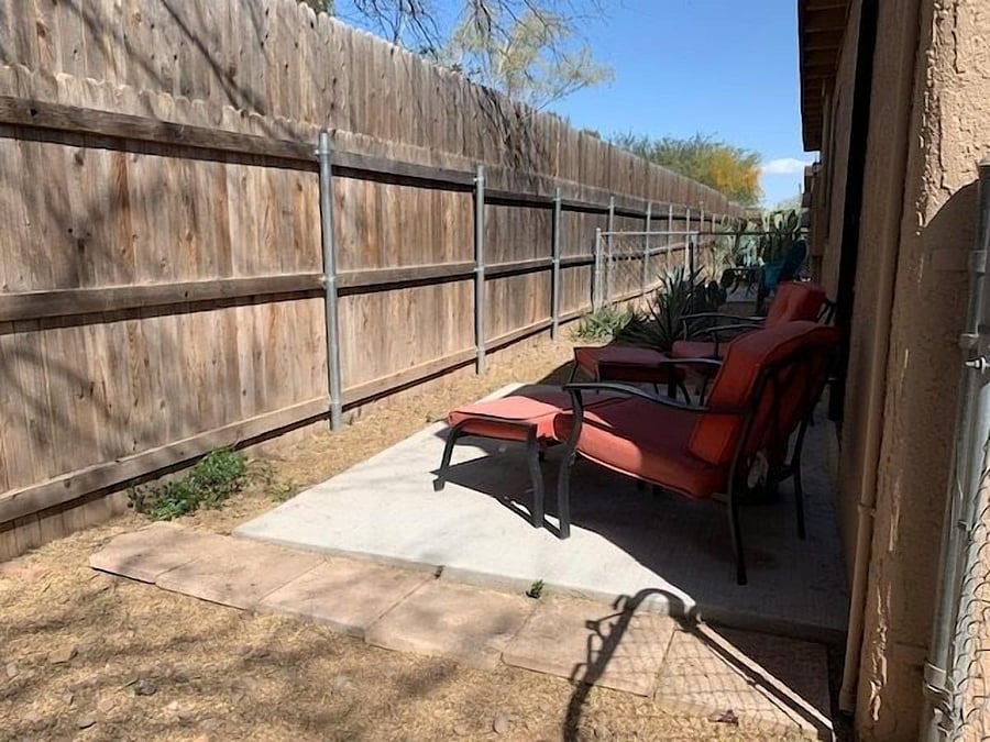 Small fenced in backyard.