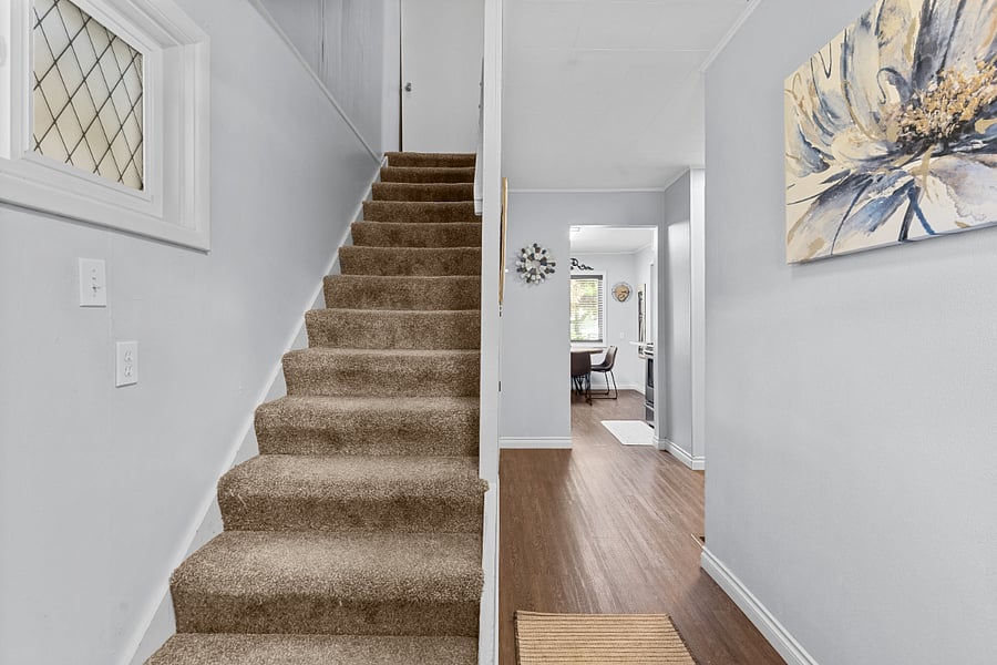 Upstairs to the second bedroom and bonus room