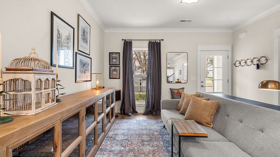 Front Door Views from the dining area include a sitting area with a stereo.  Perfect place to read, rest and talk with friends 