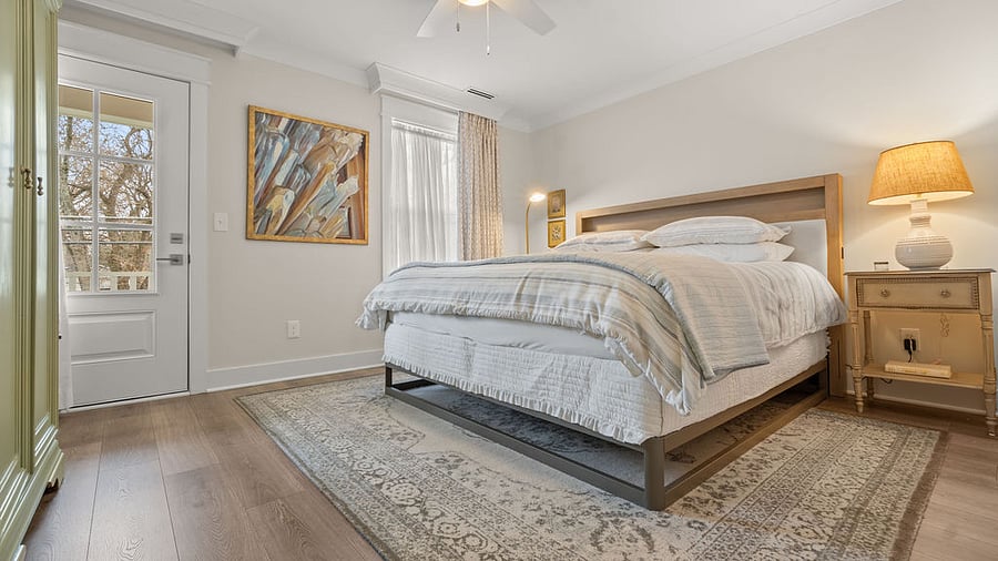 Second Floor Primary - Linen Sheets, Pottery Bard Bedding, Three options for pillows: back and side lying contour pillows
