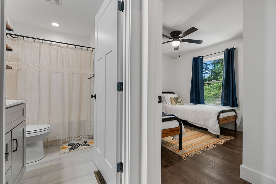 2nd bathroom / pictured beside bedroom with 2 twin XL beds.