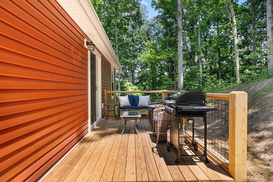 Back porch with gas grill