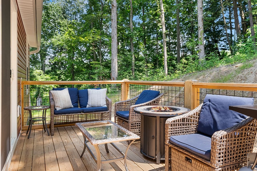 Back porch seating and fire pit