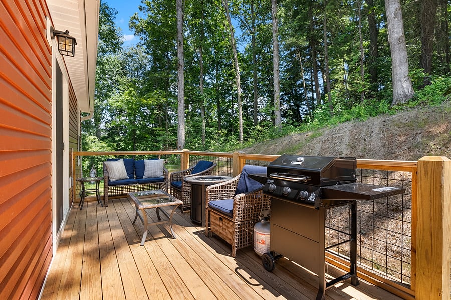 Back porch with gas grill and fire pit