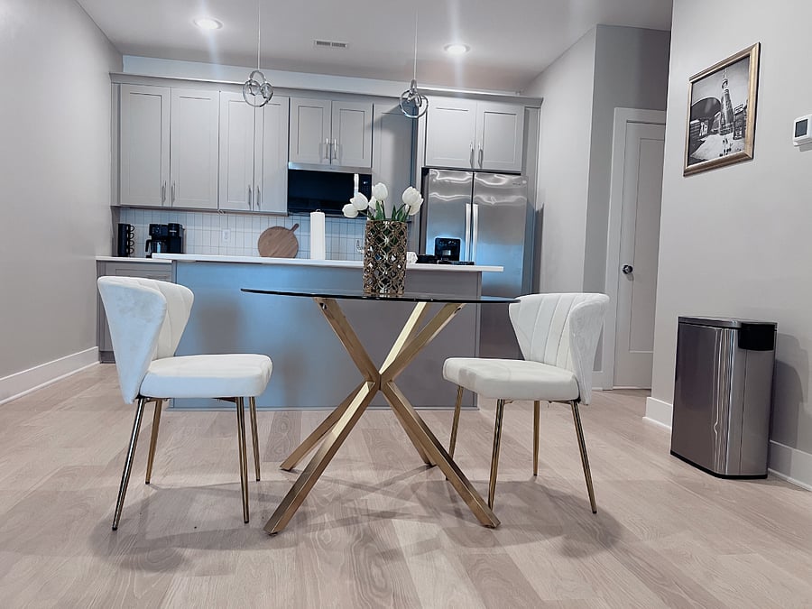 Fully equipped, modern kitchen with high-end appliances and coffee station