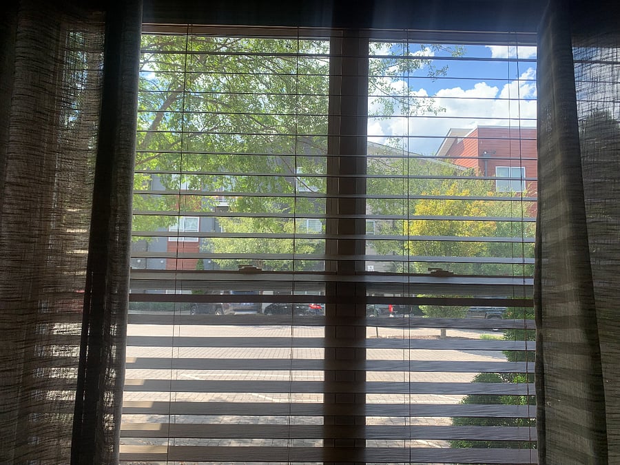 Window looking to exterior entrance