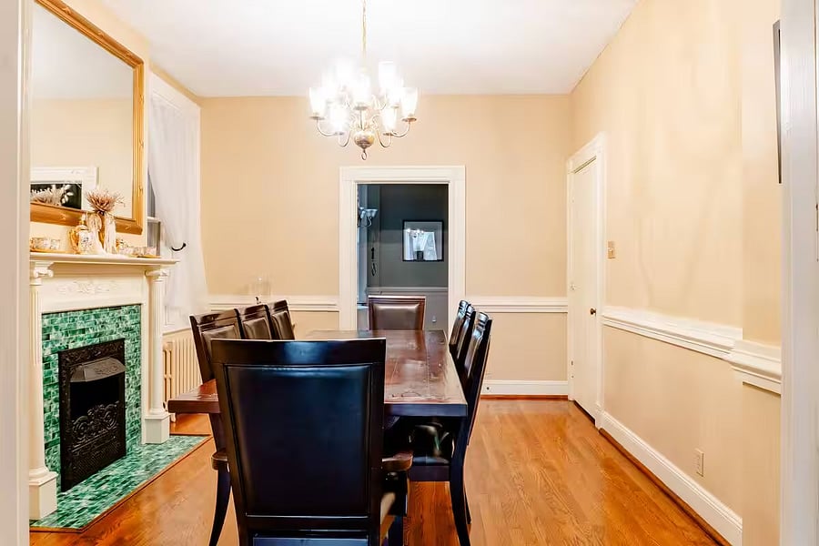 Dining space perfect for shared meals and conversation, surrounded by historic character.
