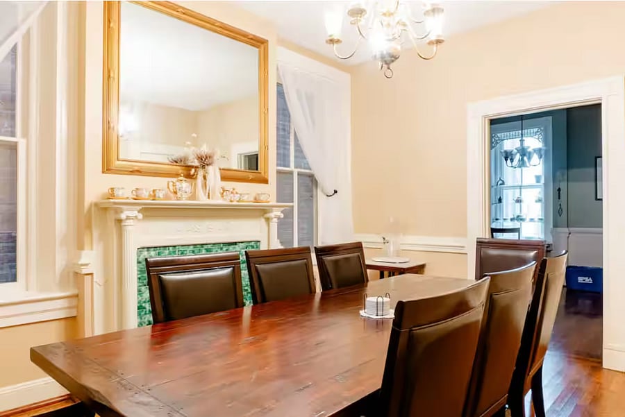 Dining space perfect for shared meals and conversation, surrounded by historic character.