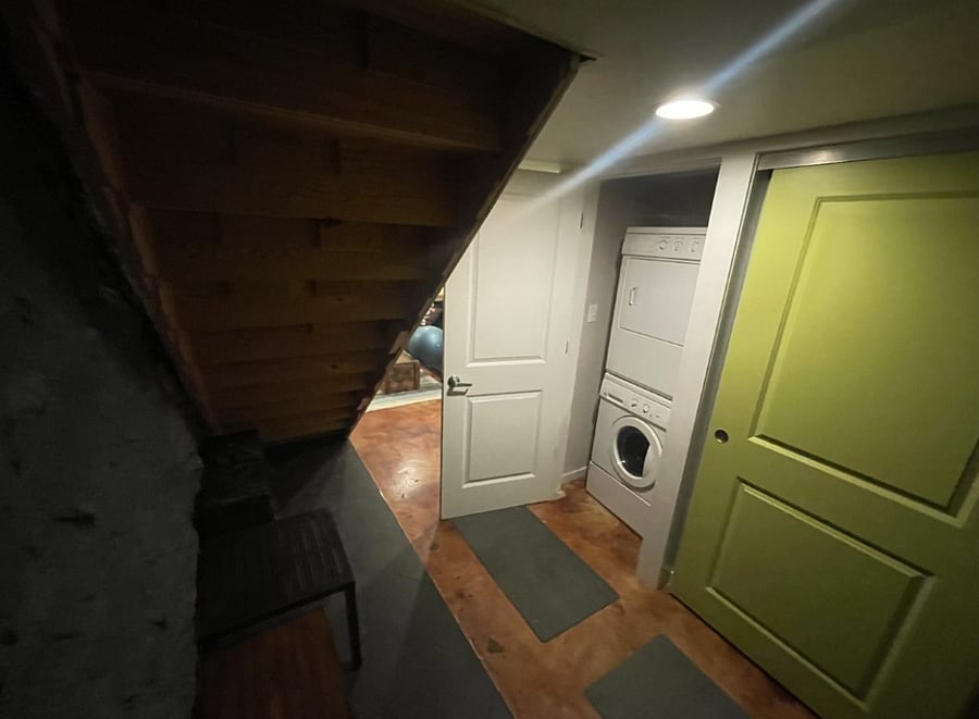 Washer and dryer located in the basement
