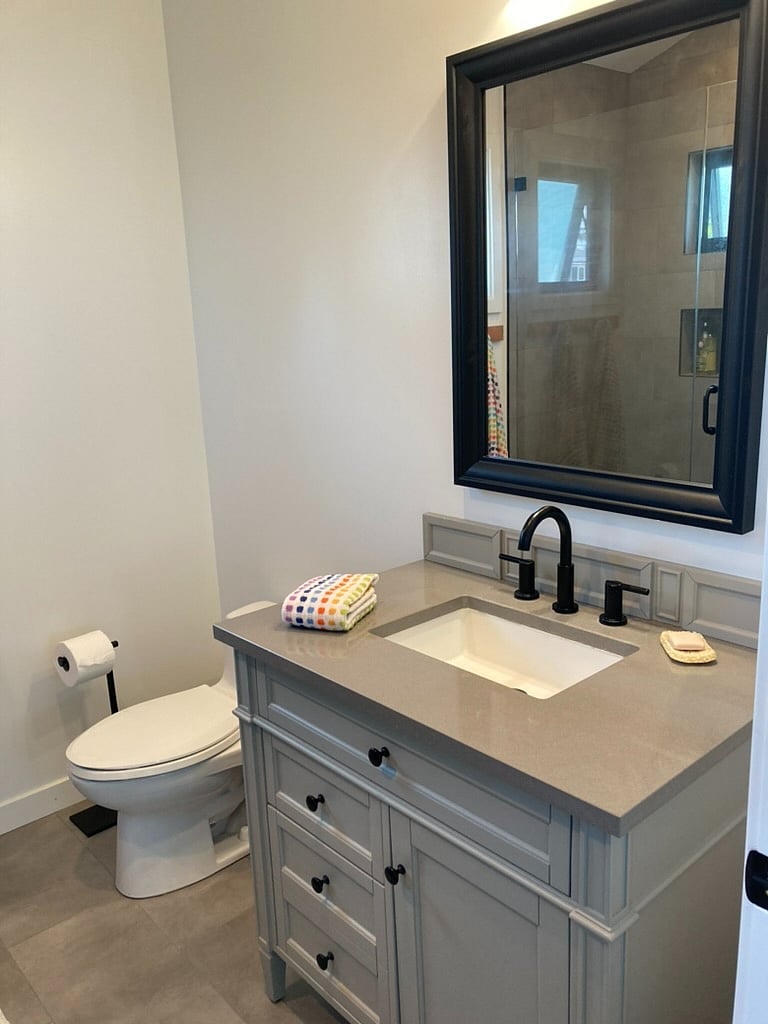 All new vanity and toilet.