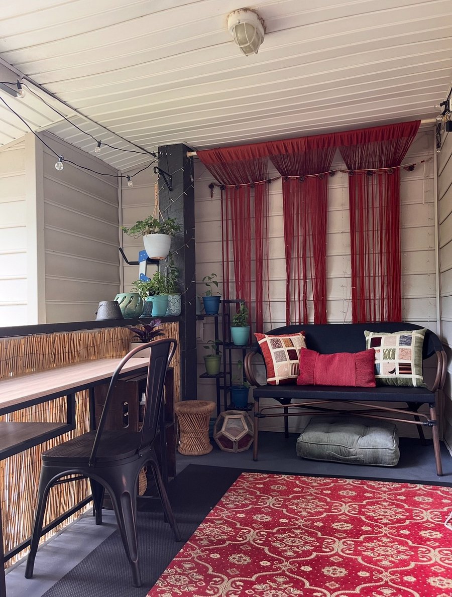 moroccan themed private back porch