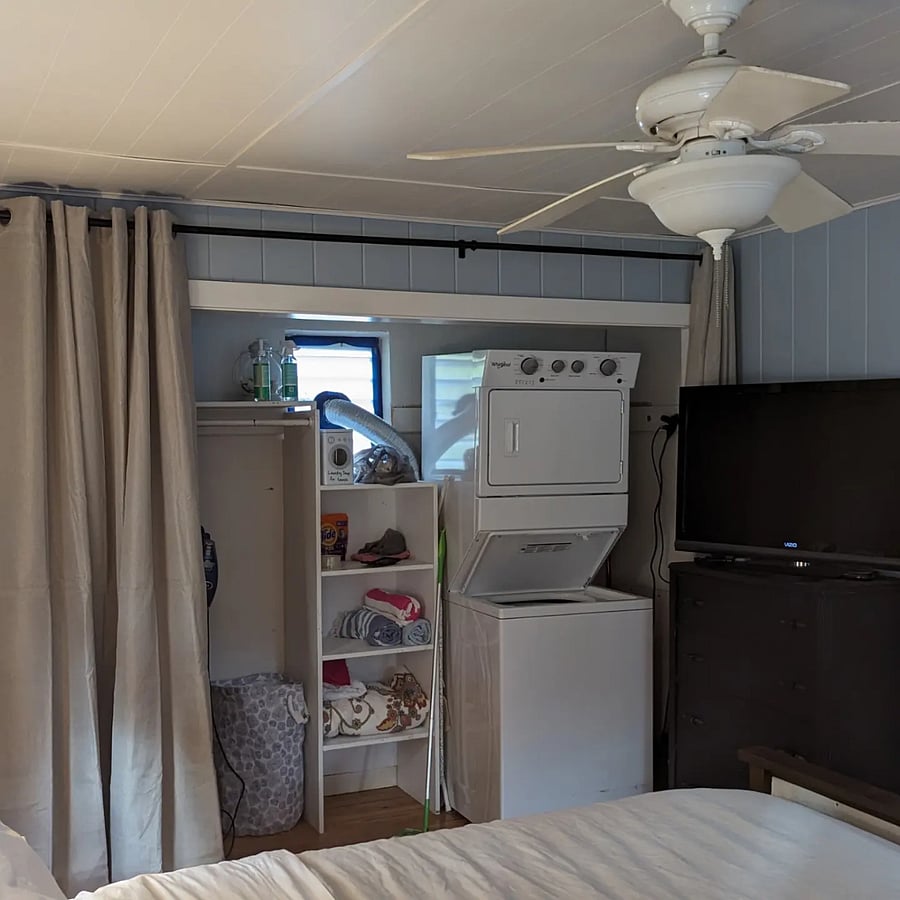 Laundry in closet of bedroom
