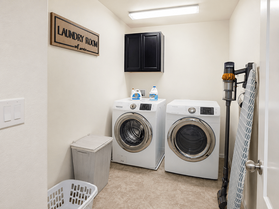 Washer and Dryer with Laundry Soap located on 2nd floor