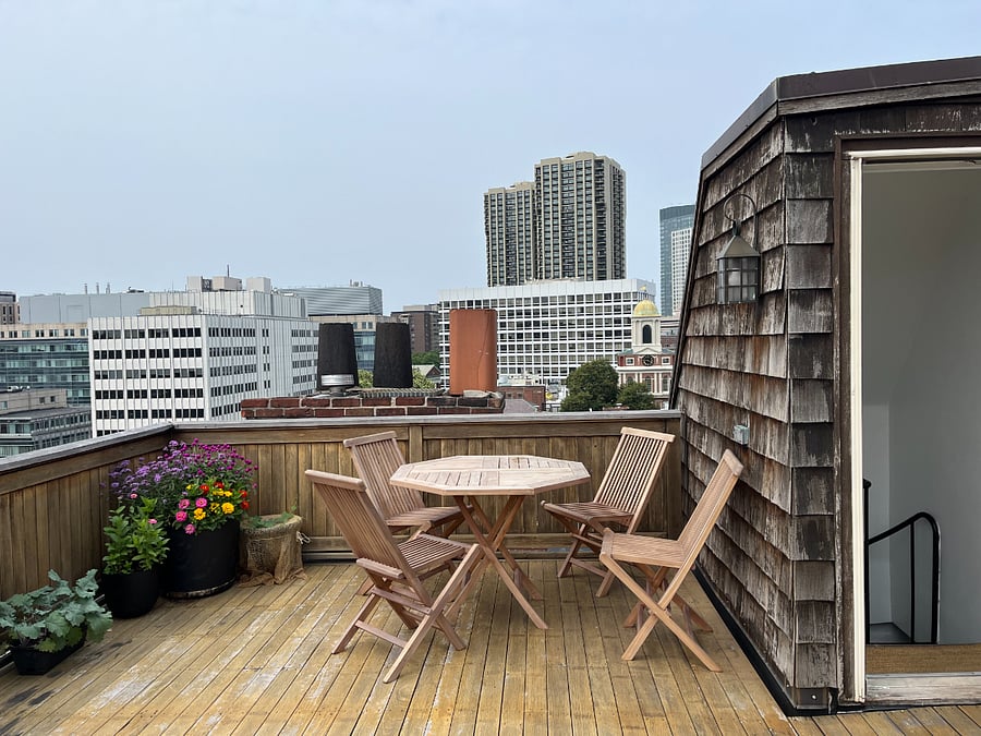 Our unit has exclusive access to a large private rooftop deck with views of Beacon Hill