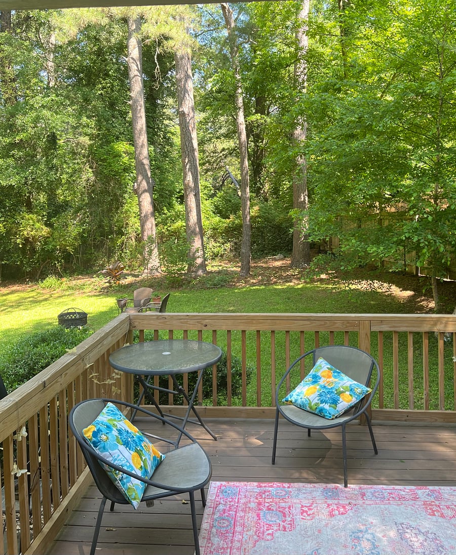 Back deck with table and chairs