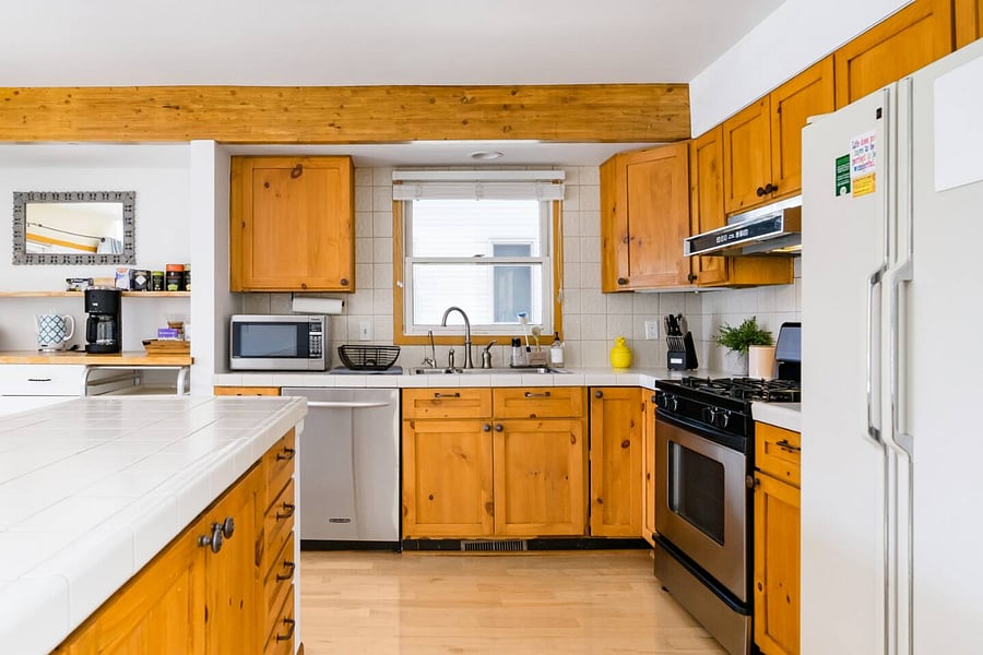 Spacious bright kitchen with plenty of counter space
