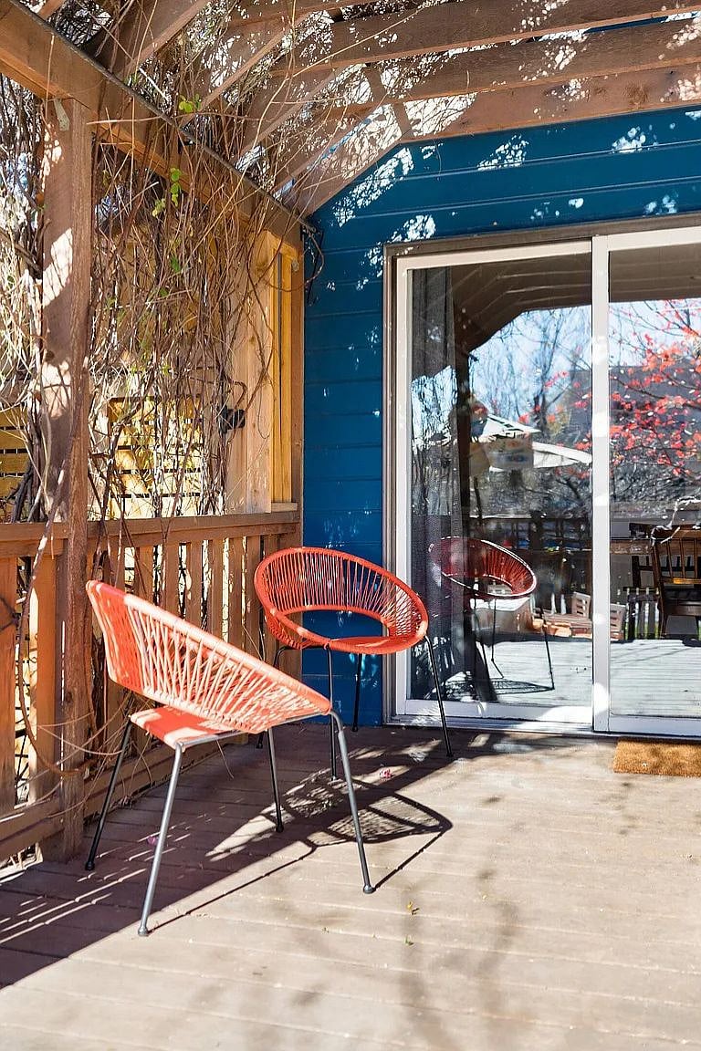 Convenient access from deck area into the dining and kitchen area