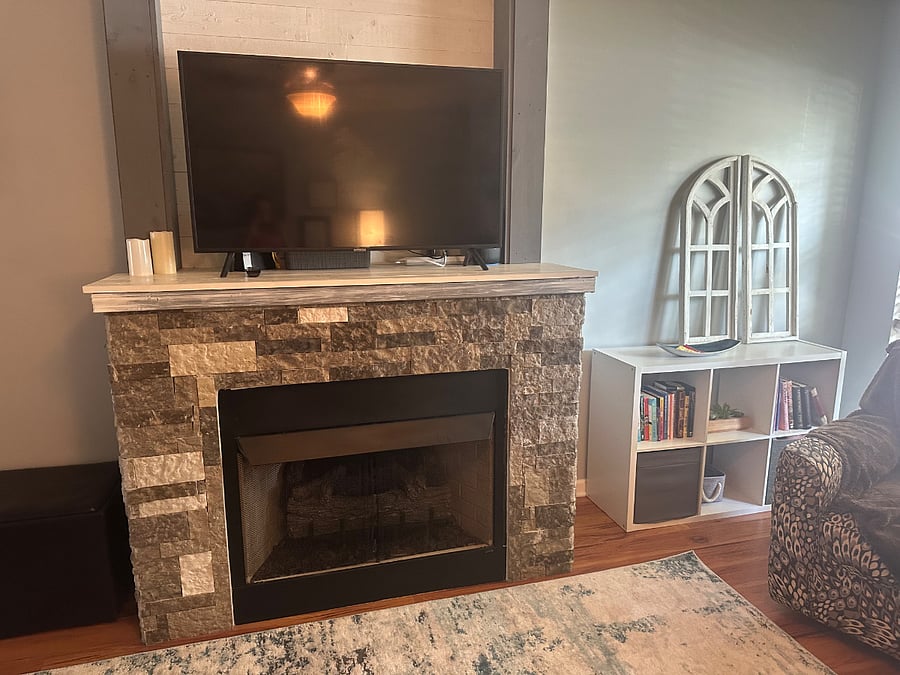 living room, fire place