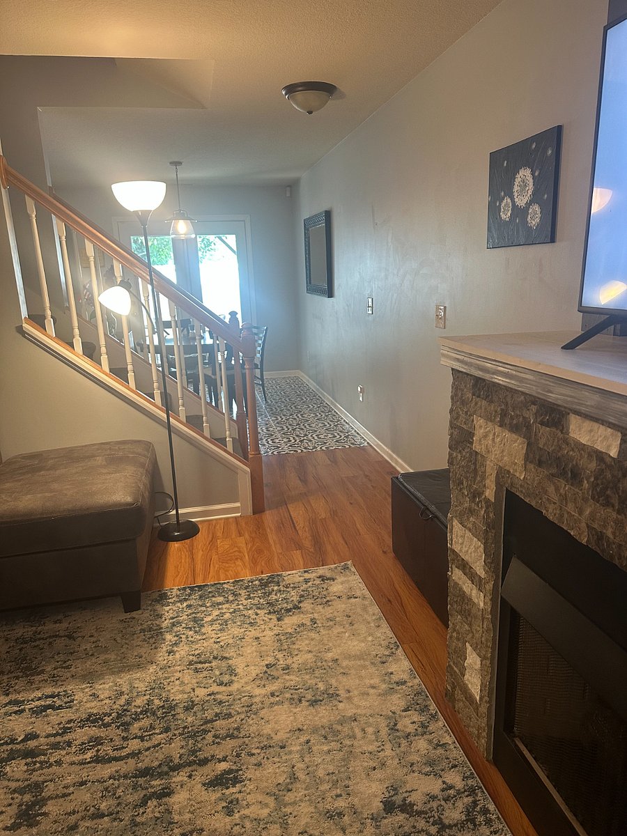 living room into the kitchen