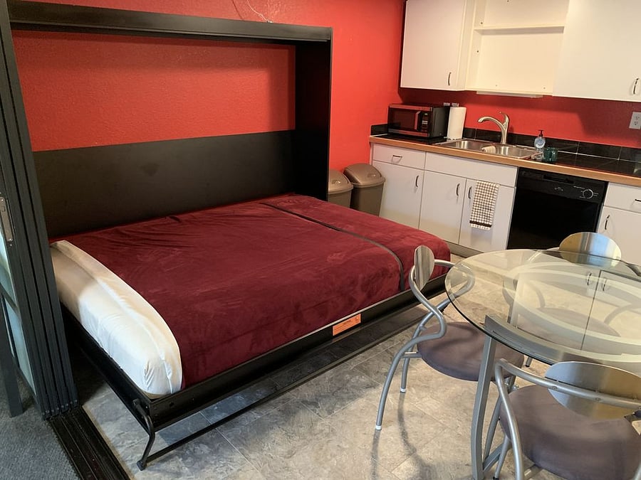 Lower-level kitchen with Murphy bed
