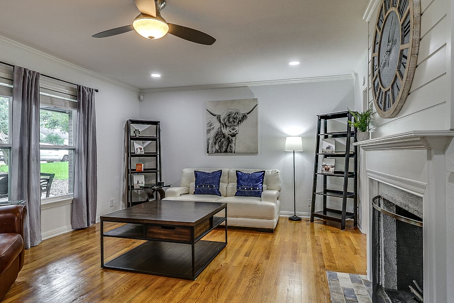 Full view of the living room as you walk into the home.