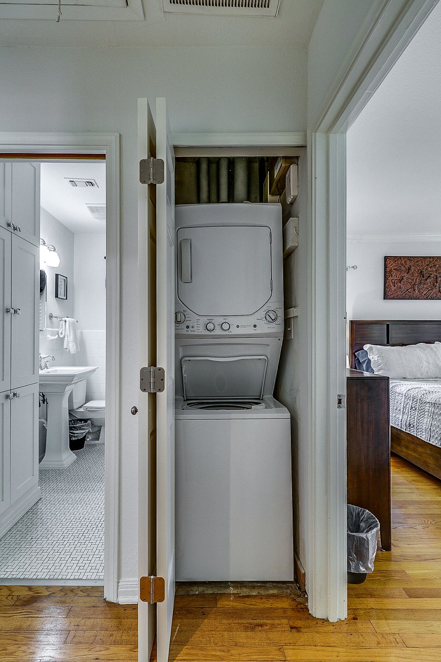 Washer and dryer in home for your use. Master bedroom to right and full bathroom to left. Second bedroom is directly across the hall from the washer and dryer.