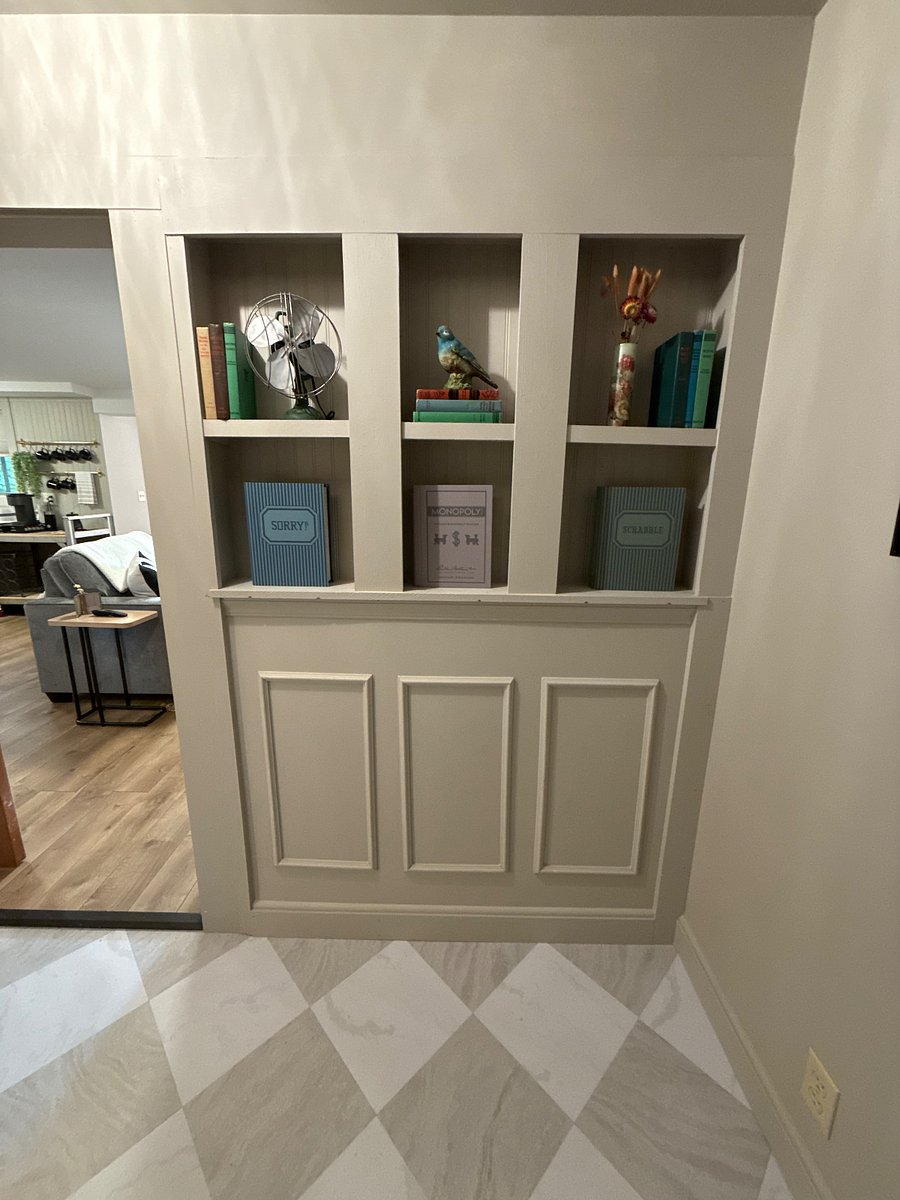 Office shelving nook with classic boardgames