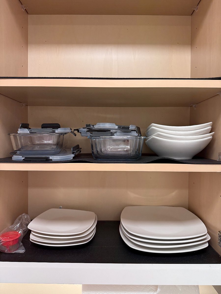 Kitchen shelving
Plates and Snap ware glass storage containers