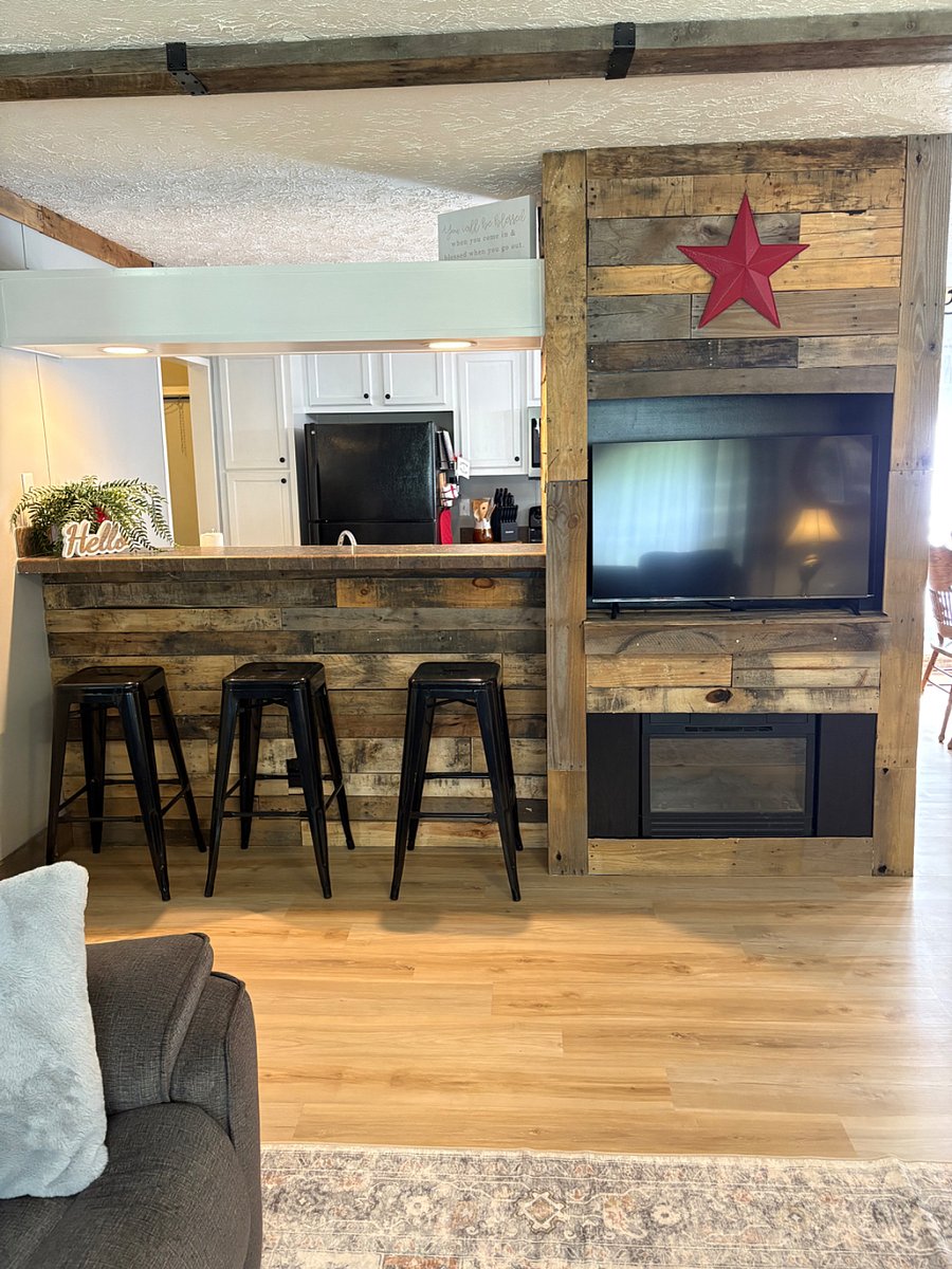 Bar with built in Smart TV and FireplaceE