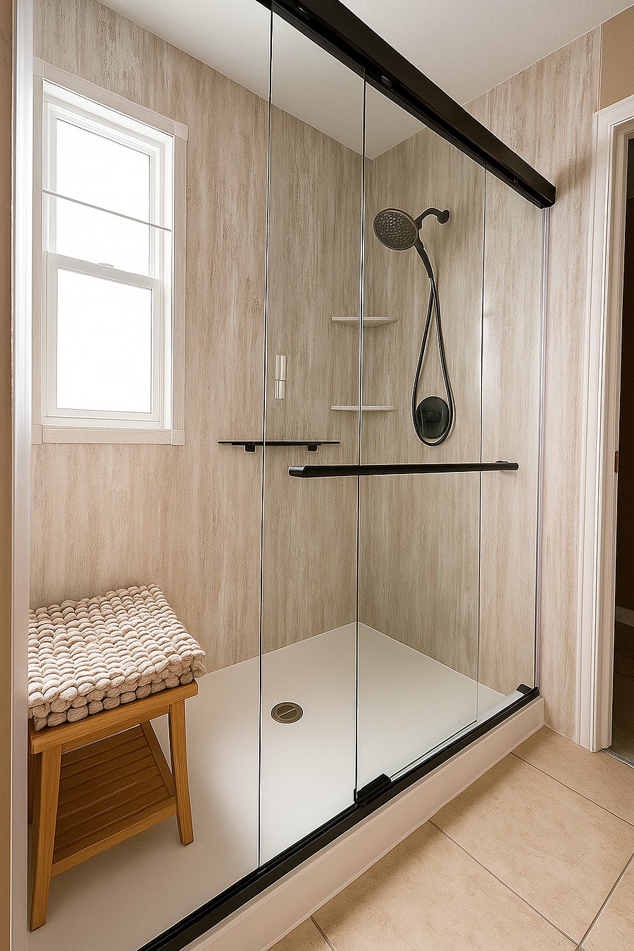 Oversized glass master bath shower