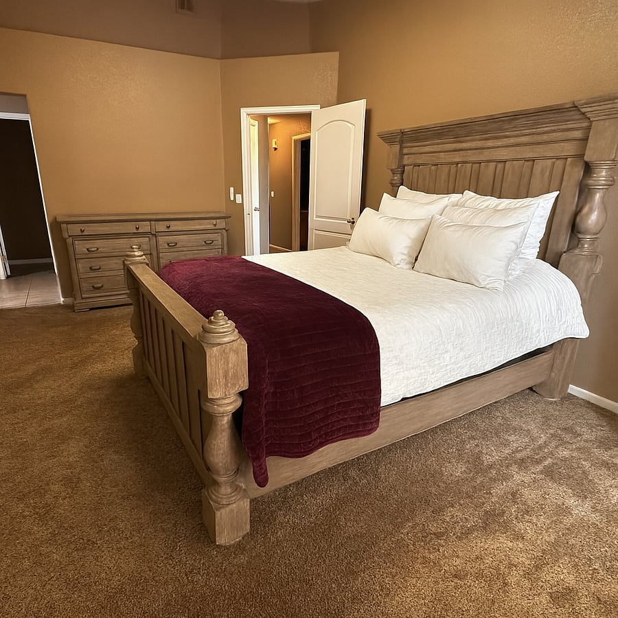 Master bedroom with attached bathroom