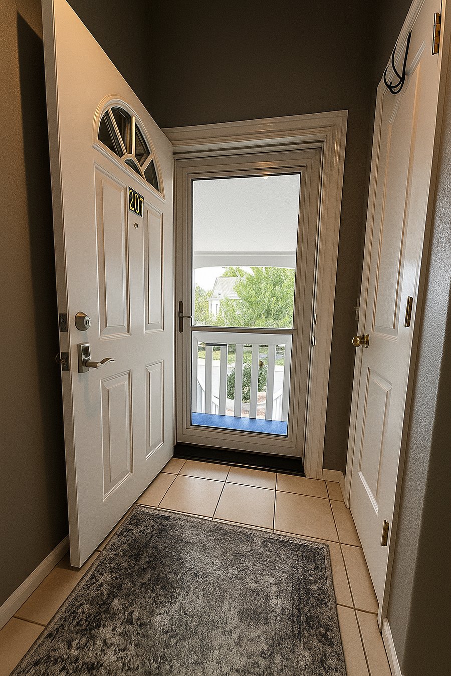 Front doorway with coat closet