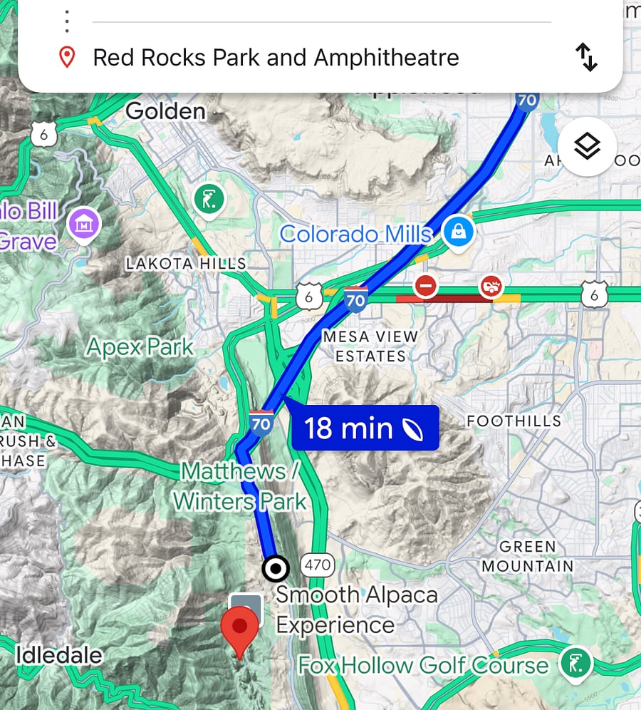 Less than 20 minutes to Red Rocks