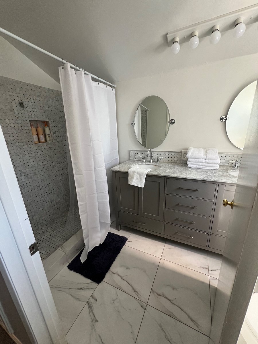 Master bath with walk in shower and double vanity
