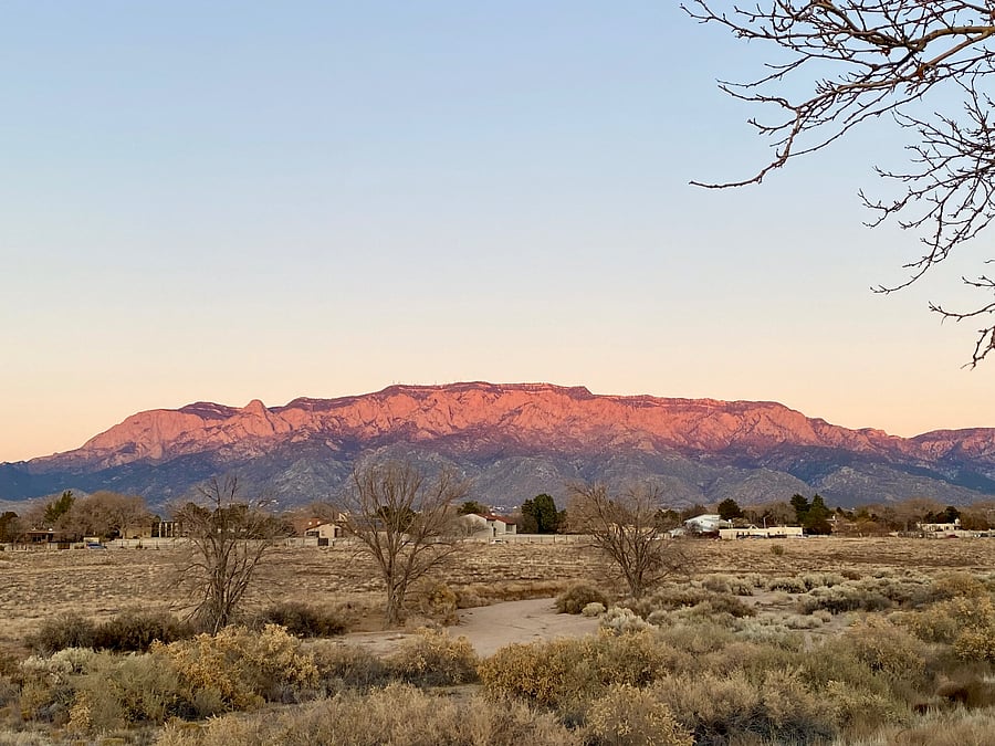 Sandia Mountains - walking at Albuquerque Academy which is across Wyoming Street.