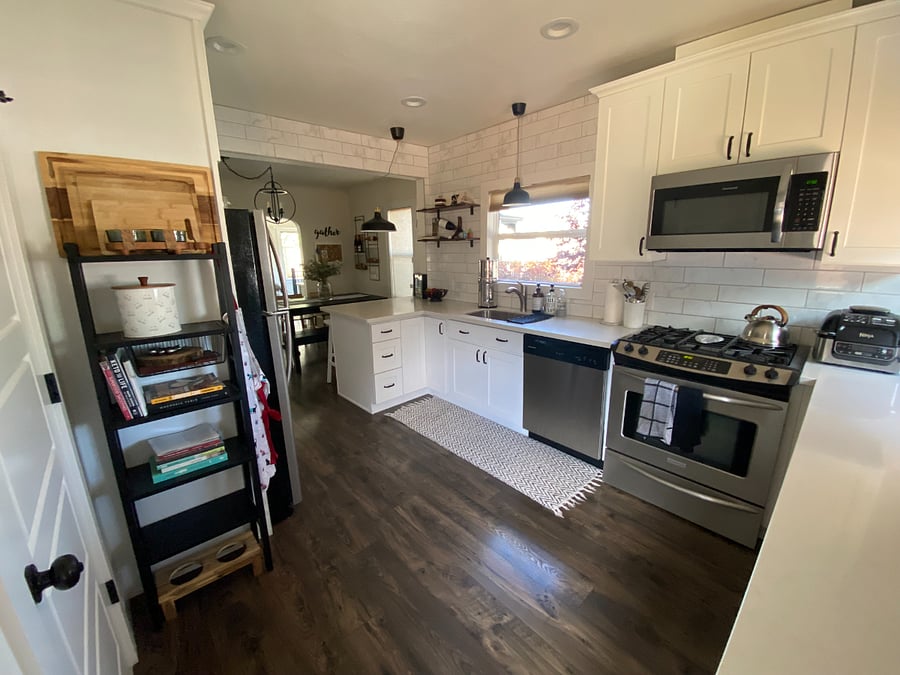 View into kitchen from back door